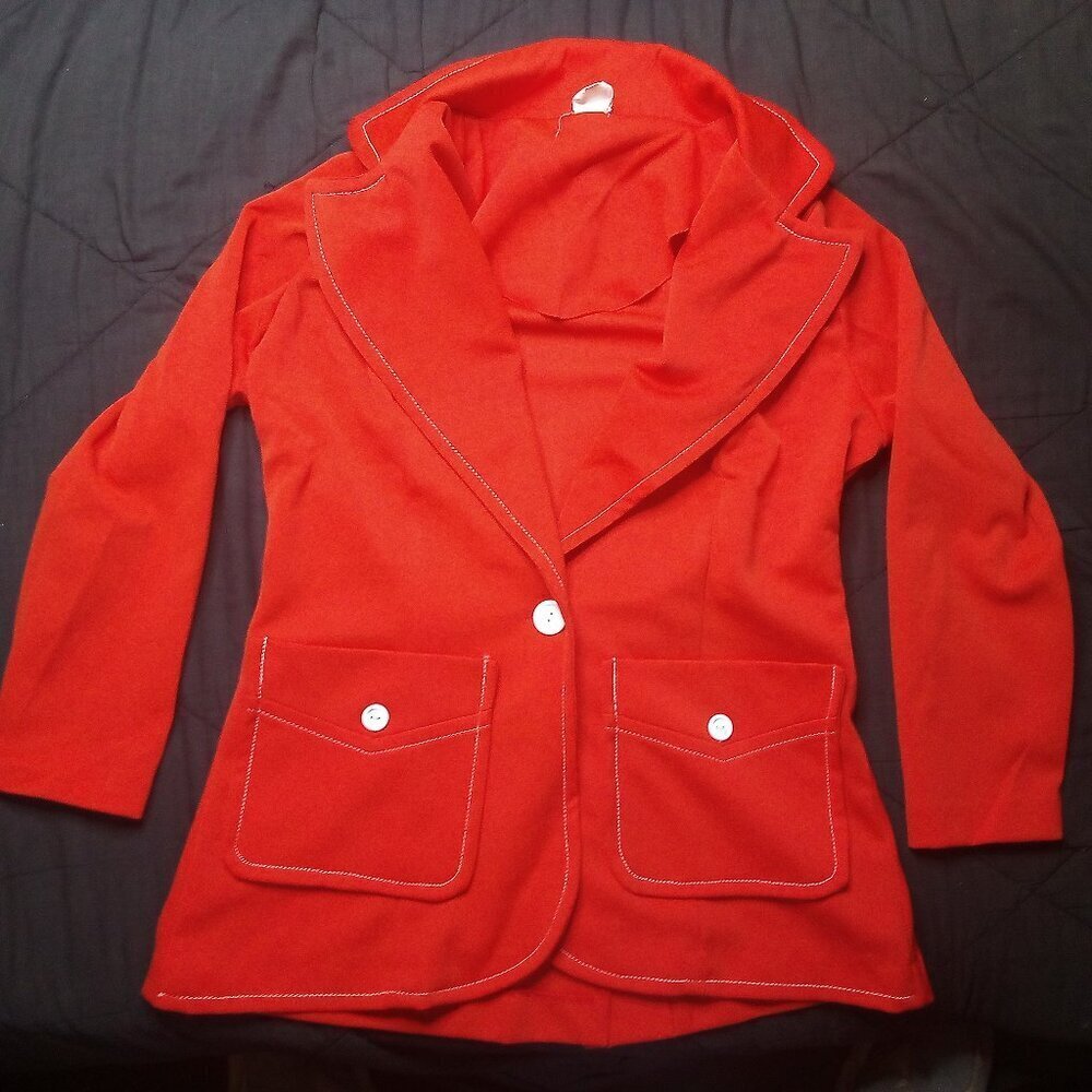 Vintage Polyester Blazer Jacket Shirt Dagger Collar